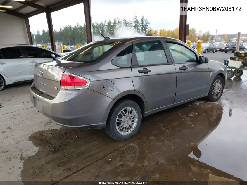 1FAHP3FN0BW203172 2011 Ford Focus Se