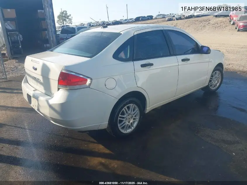 1FAHP3FN6BW181985 2011 Ford Focus Se