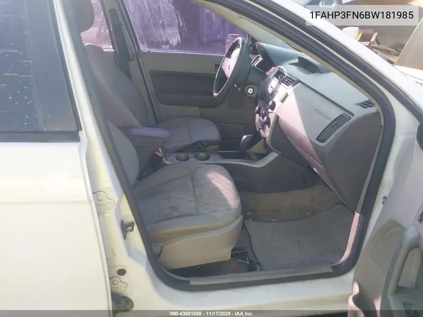 1FAHP3FN6BW181985 2011 Ford Focus Se