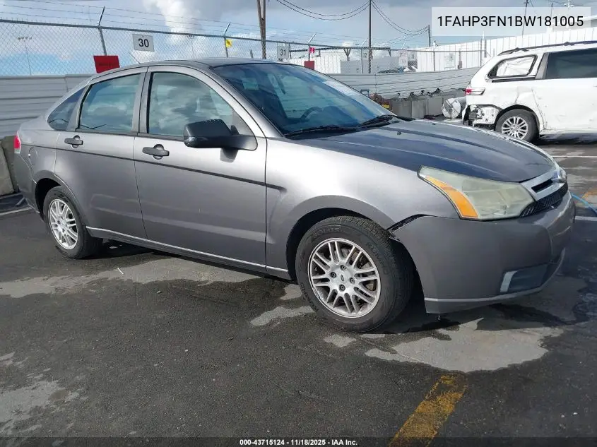 1FAHP3FN1BW181005 2011 Ford Focus Se