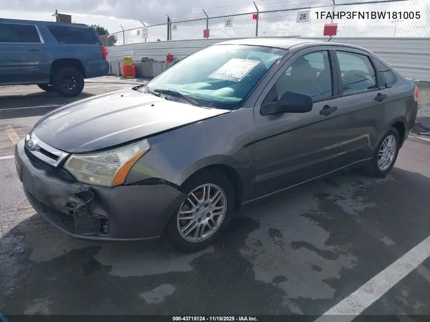 1FAHP3FN1BW181005 2011 Ford Focus Se