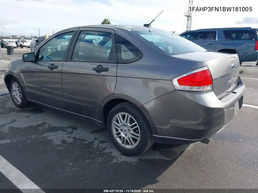 1FAHP3FN1BW181005 2011 Ford Focus Se