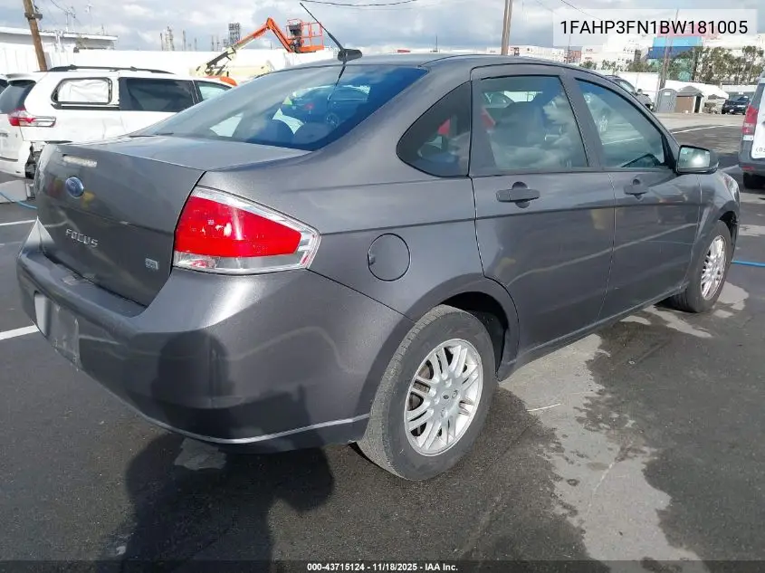 1FAHP3FN1BW181005 2011 Ford Focus Se