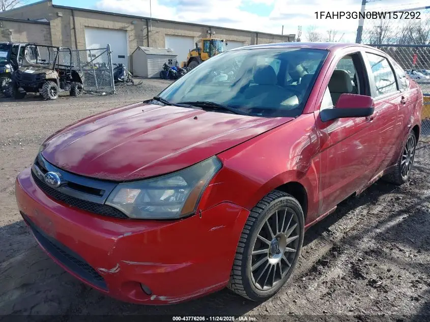 1FAHP3GN0BW157292 2011 Ford Focus Ses