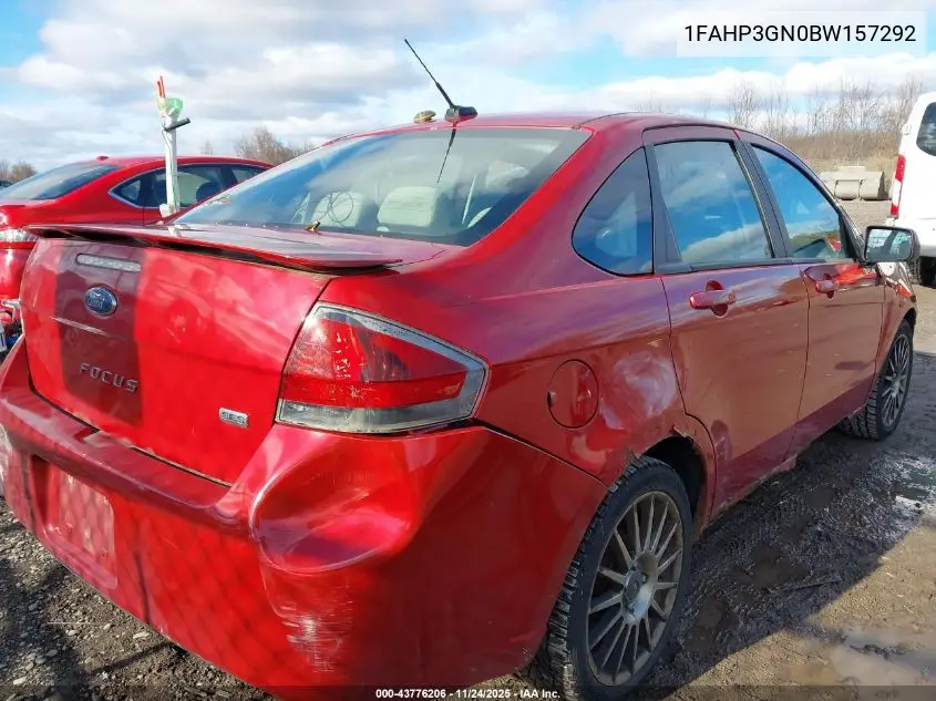 1FAHP3GN0BW157292 2011 Ford Focus Ses