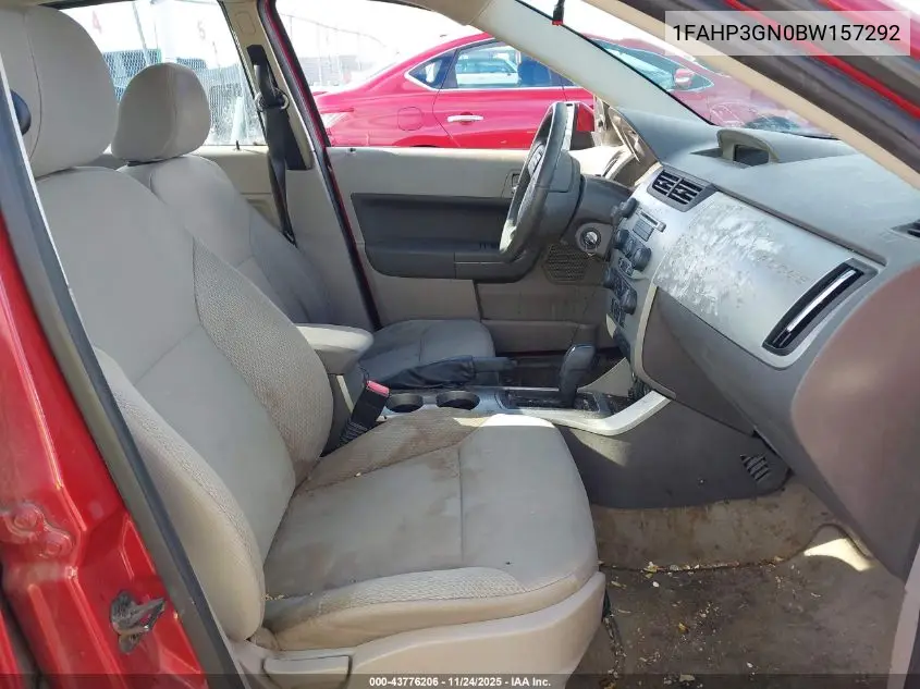 1FAHP3GN0BW157292 2011 Ford Focus Ses