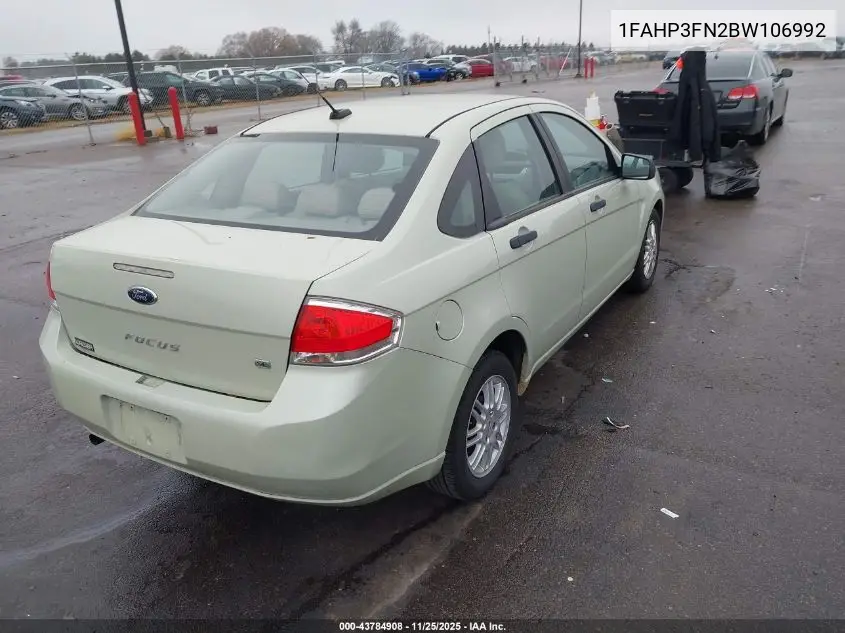 1FAHP3FN2BW106992 2011 Ford Focus Se
