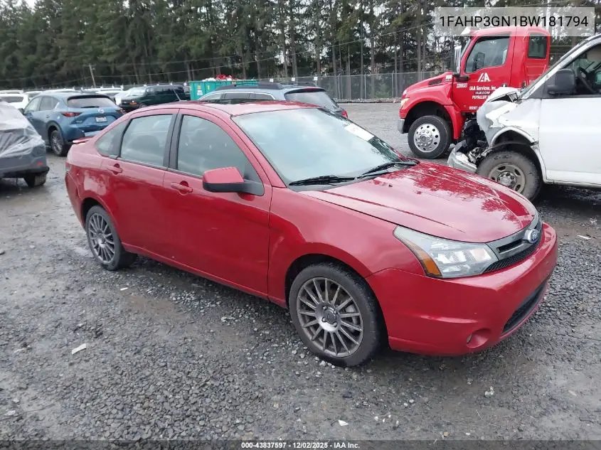 1FAHP3GN1BW181794 2011 Ford Focus Ses