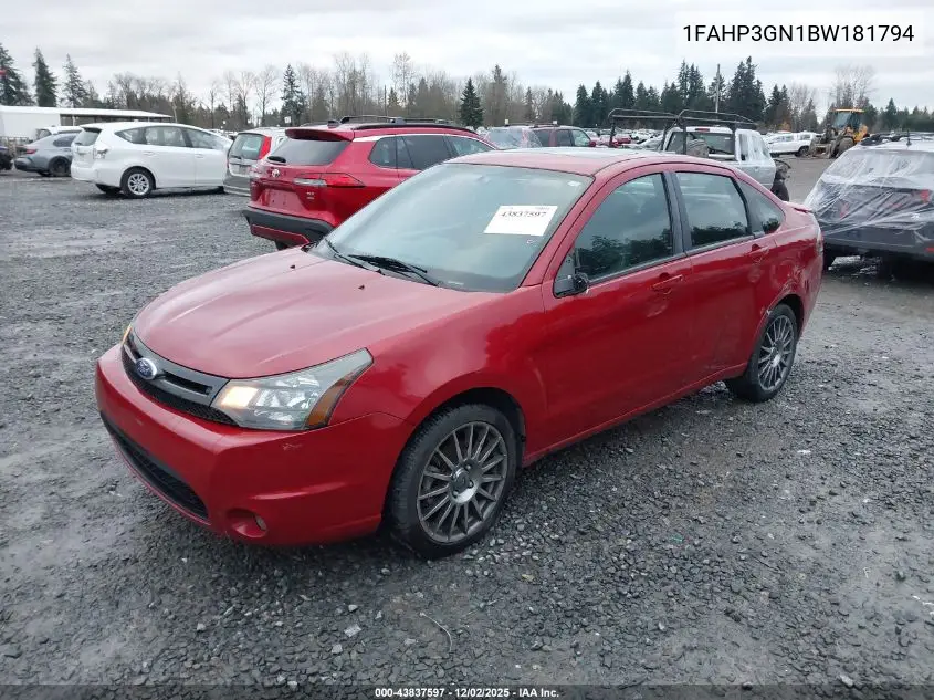 1FAHP3GN1BW181794 2011 Ford Focus Ses