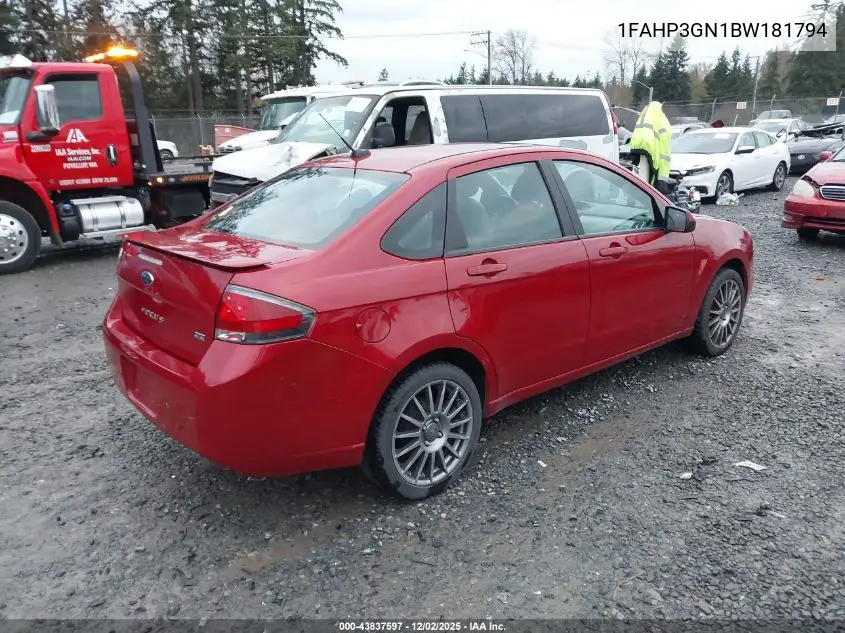 1FAHP3GN1BW181794 2011 Ford Focus Ses