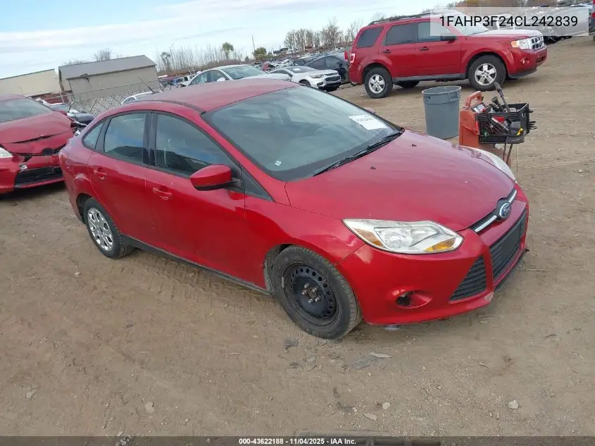 1FAHP3F24CL242839 2012 Ford Focus Se