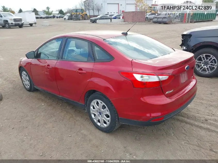 1FAHP3F24CL242839 2012 Ford Focus Se