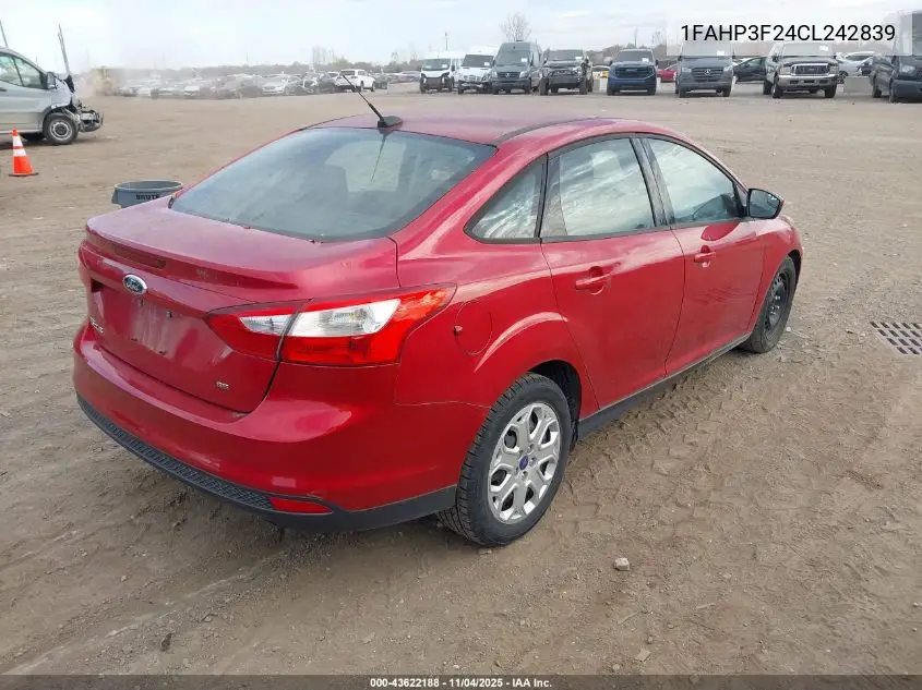 1FAHP3F24CL242839 2012 Ford Focus Se