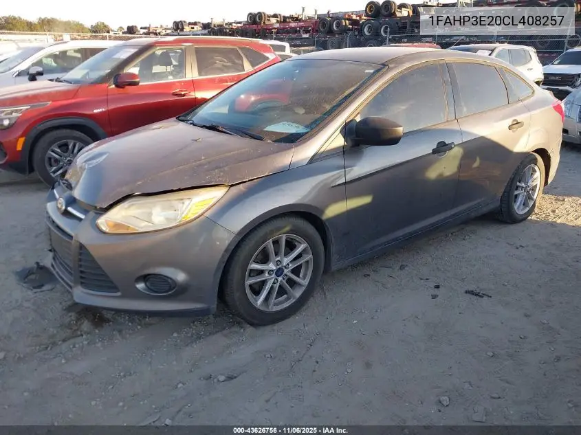 1FAHP3E20CL408257 2012 Ford Focus S