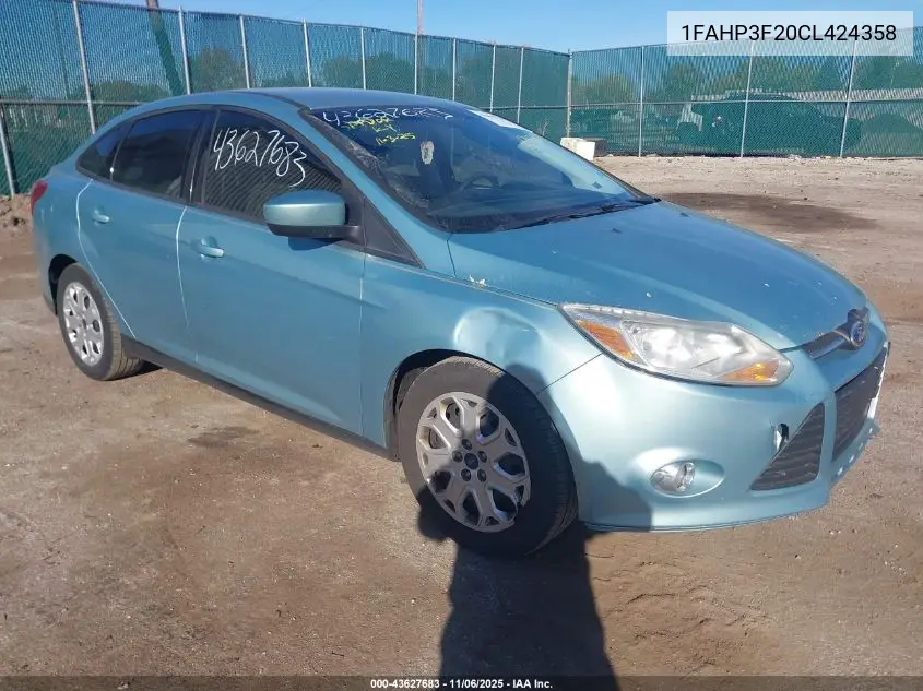 1FAHP3F20CL424358 2012 Ford Focus Se