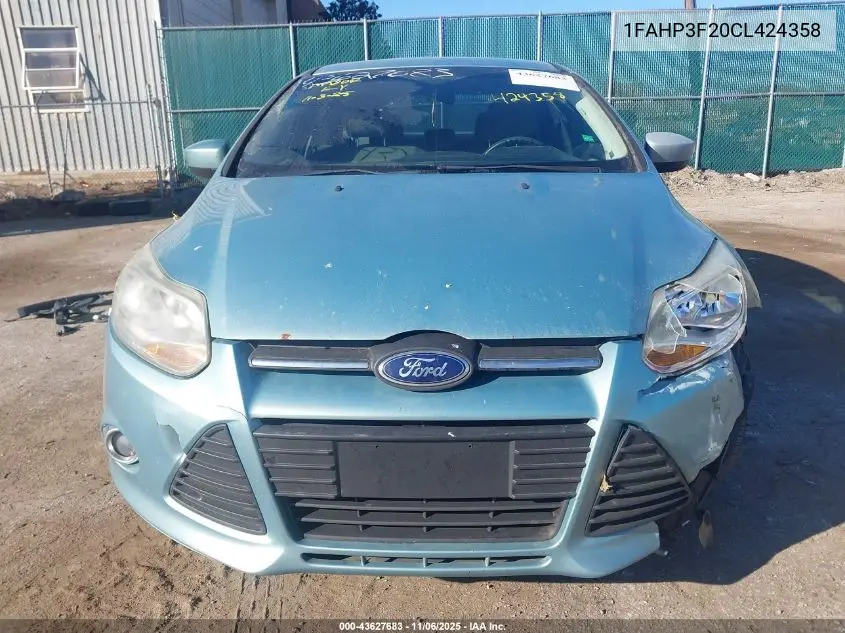 1FAHP3F20CL424358 2012 Ford Focus Se