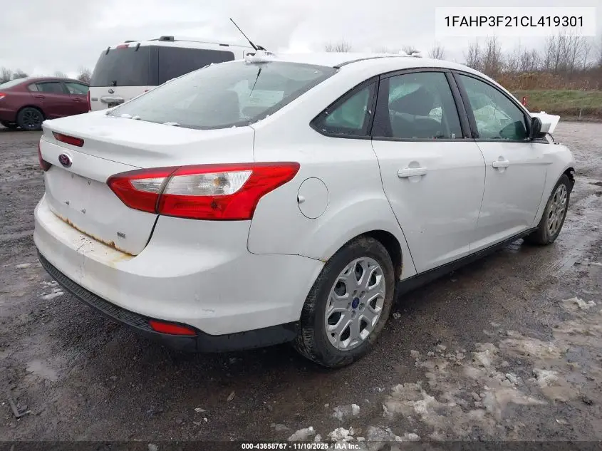 1FAHP3F21CL419301 2012 Ford Focus Se