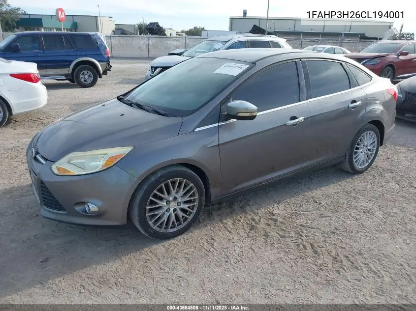 1FAHP3H26CL194001 2012 Ford Focus Sel