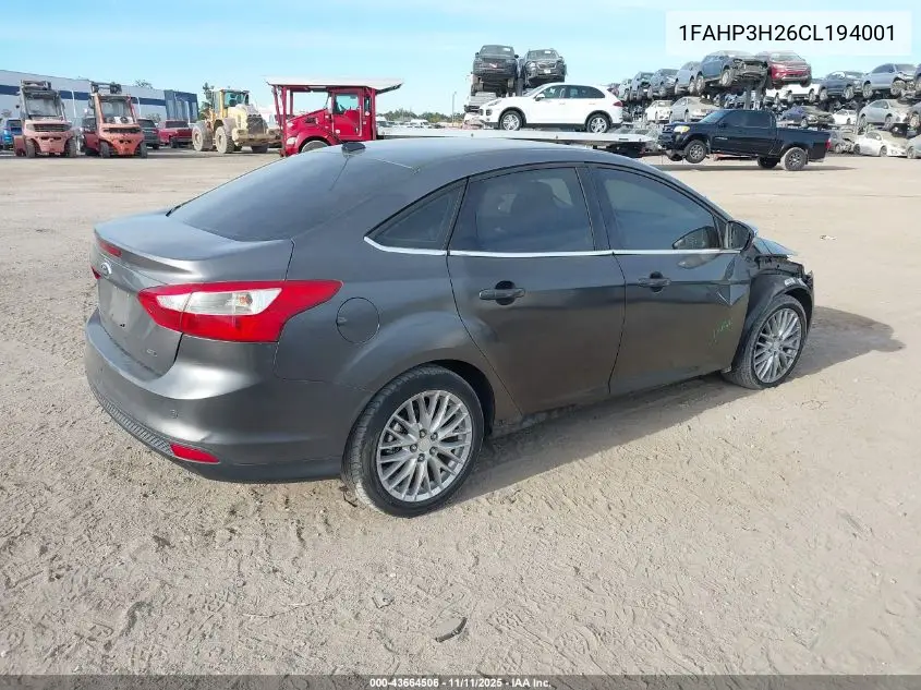 1FAHP3H26CL194001 2012 Ford Focus Sel
