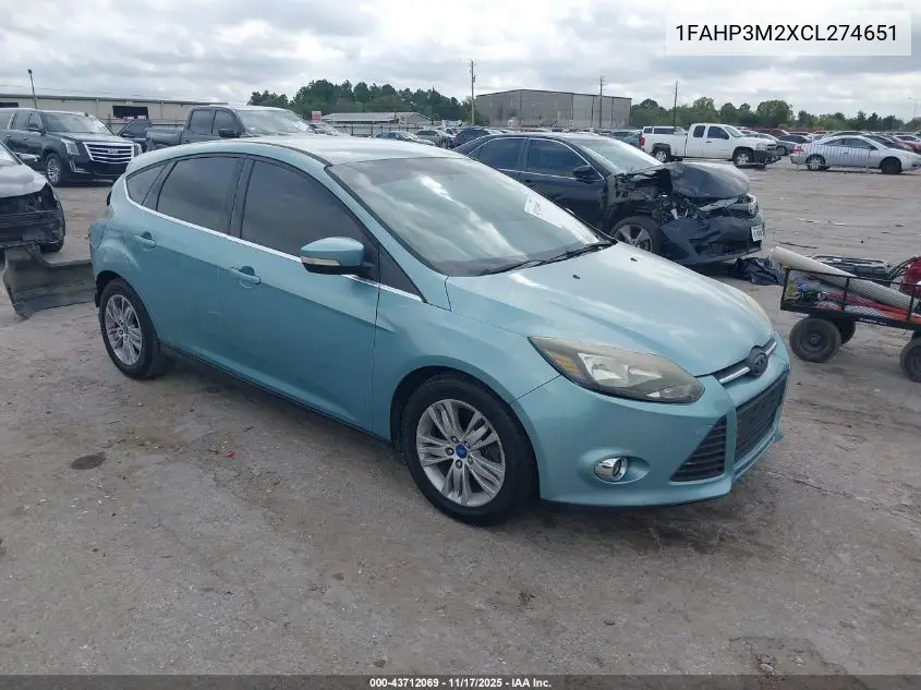 1FAHP3M2XCL274651 2012 Ford Focus Sel