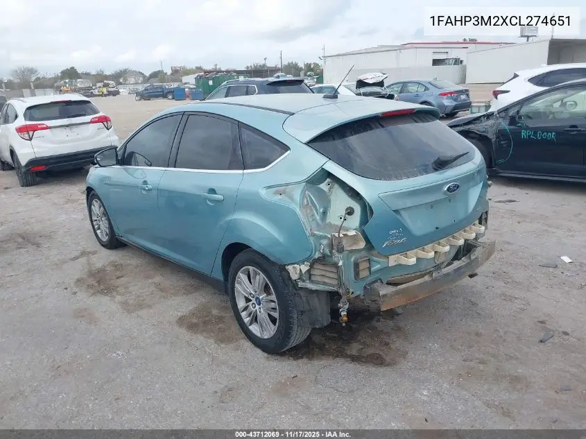 1FAHP3M2XCL274651 2012 Ford Focus Sel