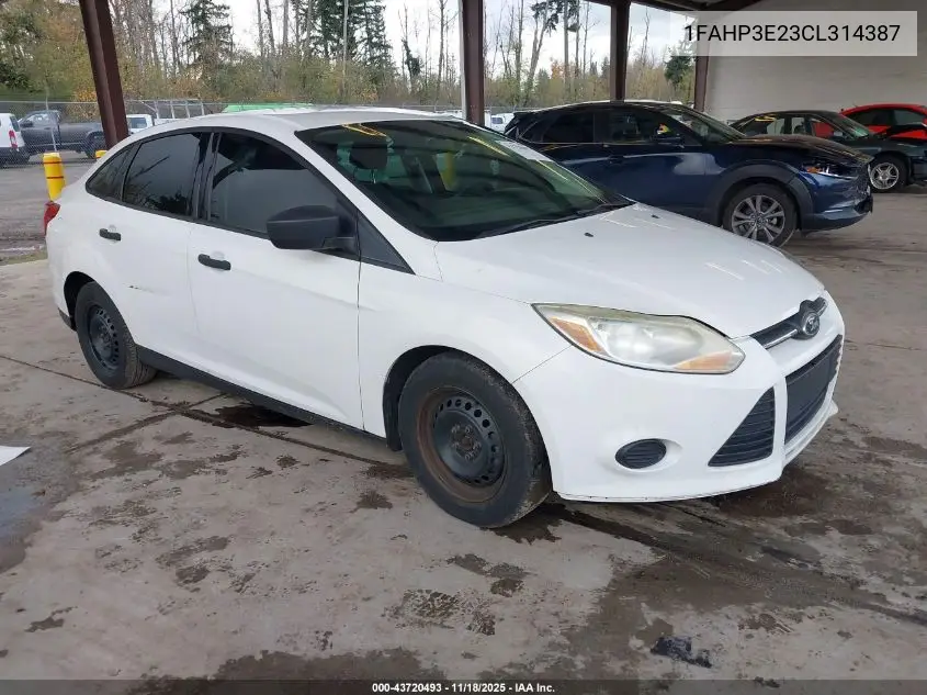 1FAHP3E23CL314387 2012 Ford Focus S