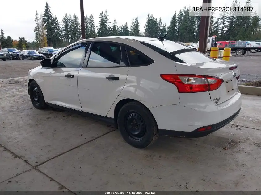 1FAHP3E23CL314387 2012 Ford Focus S