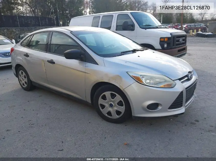 1FAHP3E28CL126870 2012 Ford Focus S