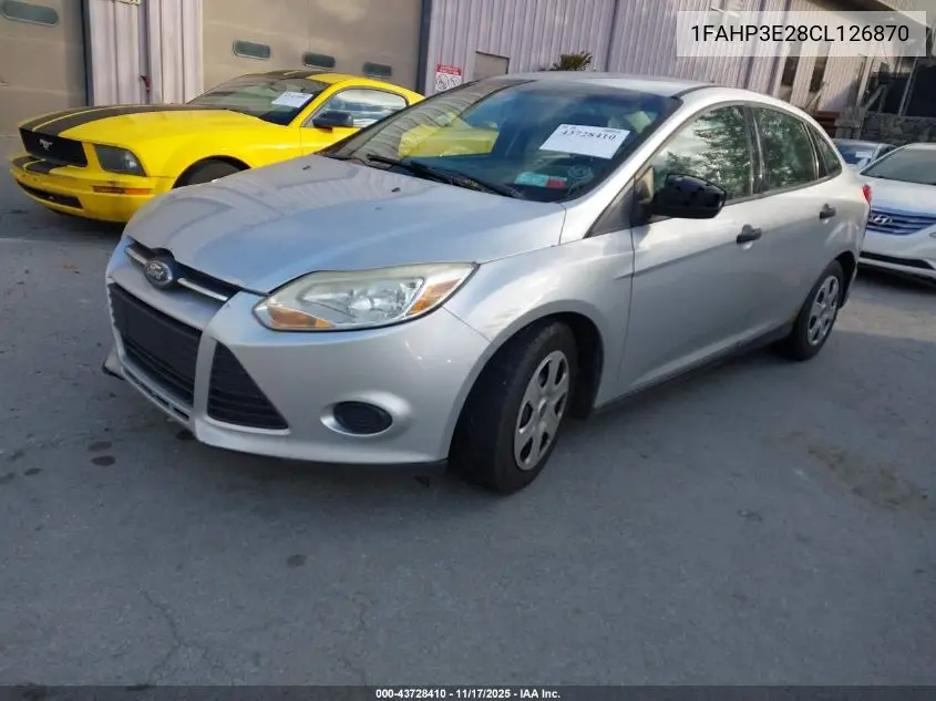 1FAHP3E28CL126870 2012 Ford Focus S