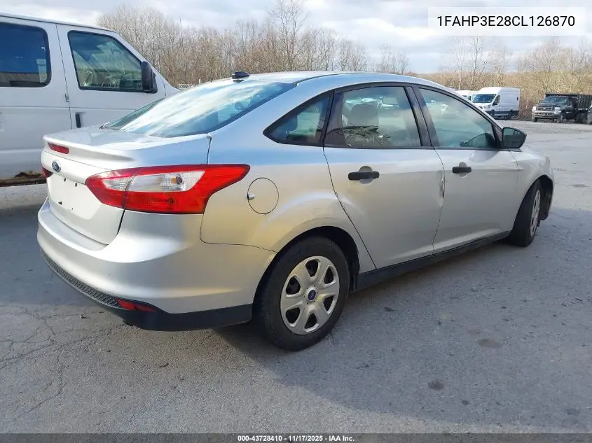 1FAHP3E28CL126870 2012 Ford Focus S