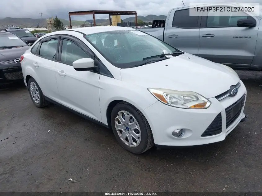 1FAHP3F21CL274020 2012 Ford Focus Se