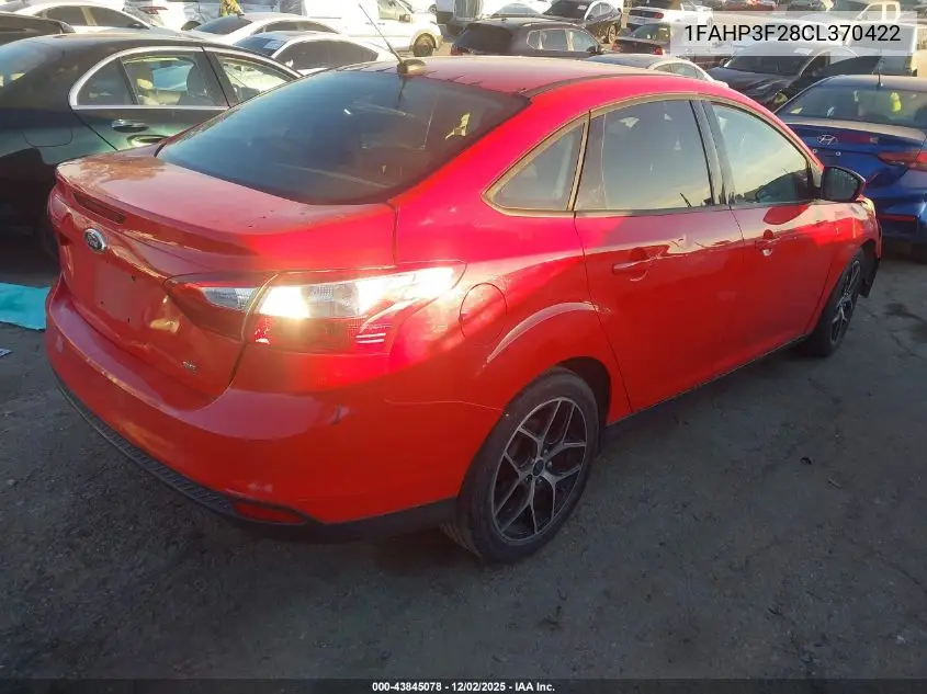 1FAHP3F28CL370422 2012 Ford Focus Se