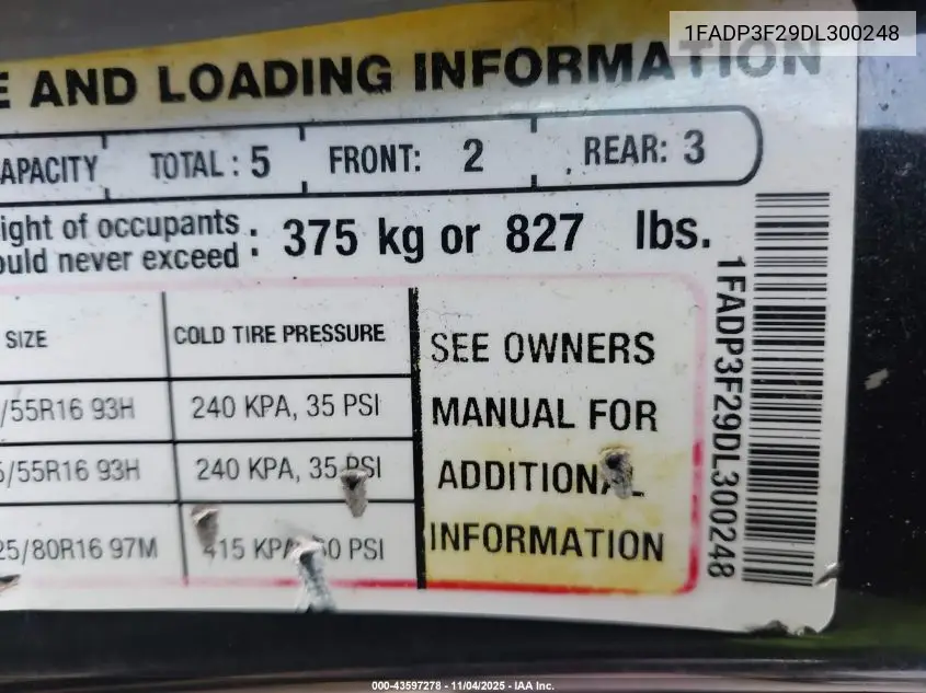 1FADP3F29DL300248 2013 Ford Focus Se