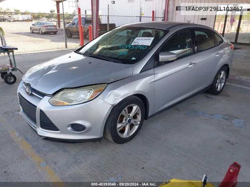 2014 Ford Focus Se VIN: 1FADP3F29EL103467 Lot: 40393040