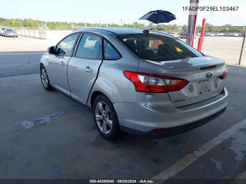 2014 Ford Focus Se VIN: 1FADP3F29EL103467 Lot: 40393040