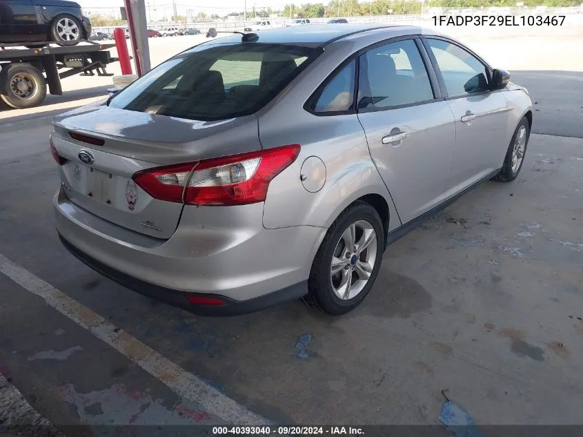 2014 Ford Focus Se VIN: 1FADP3F29EL103467 Lot: 40393040