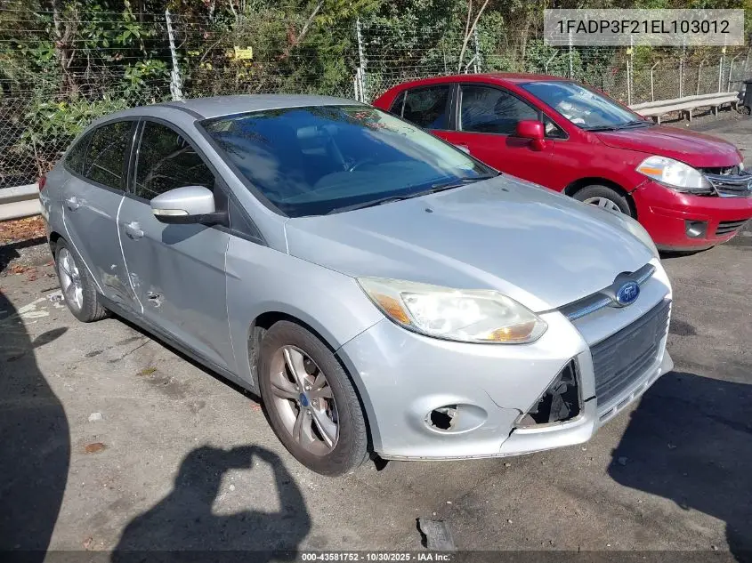 1FADP3F21EL103012 2014 Ford Focus Se