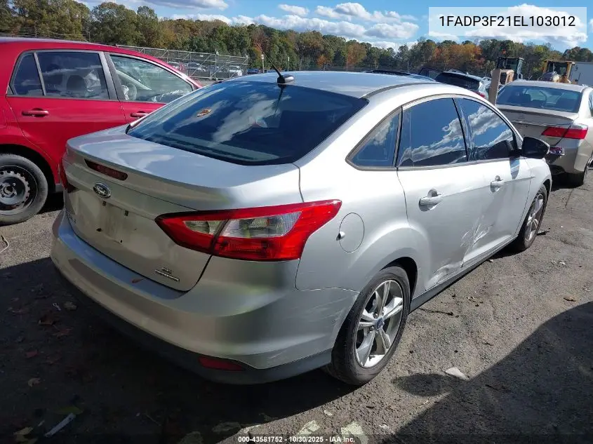 1FADP3F21EL103012 2014 Ford Focus Se