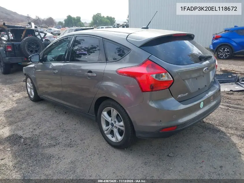 1FADP3K20EL118672 2014 Ford Focus Se