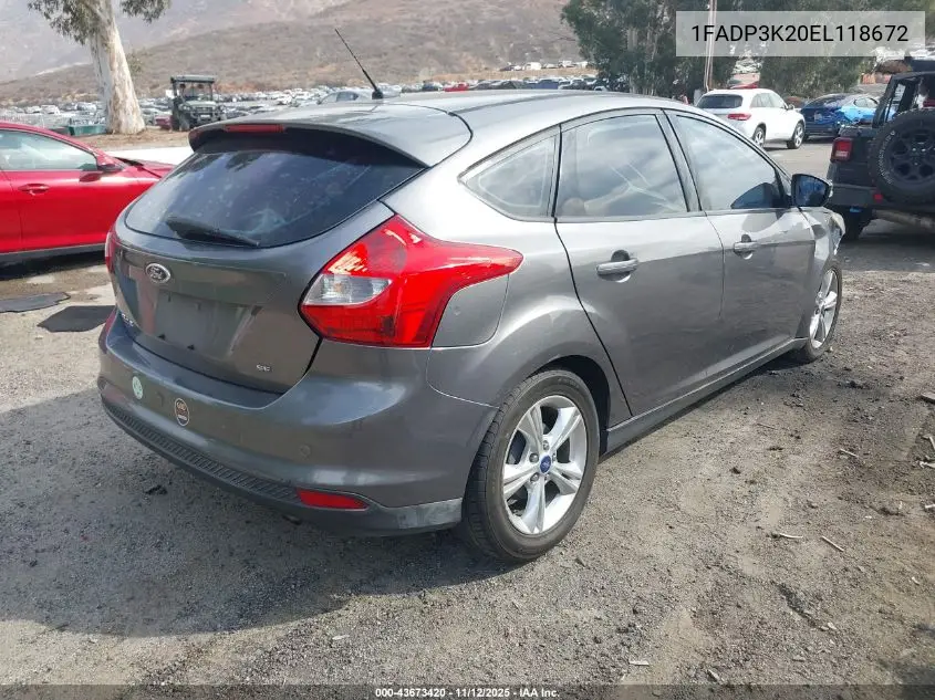 1FADP3K20EL118672 2014 Ford Focus Se
