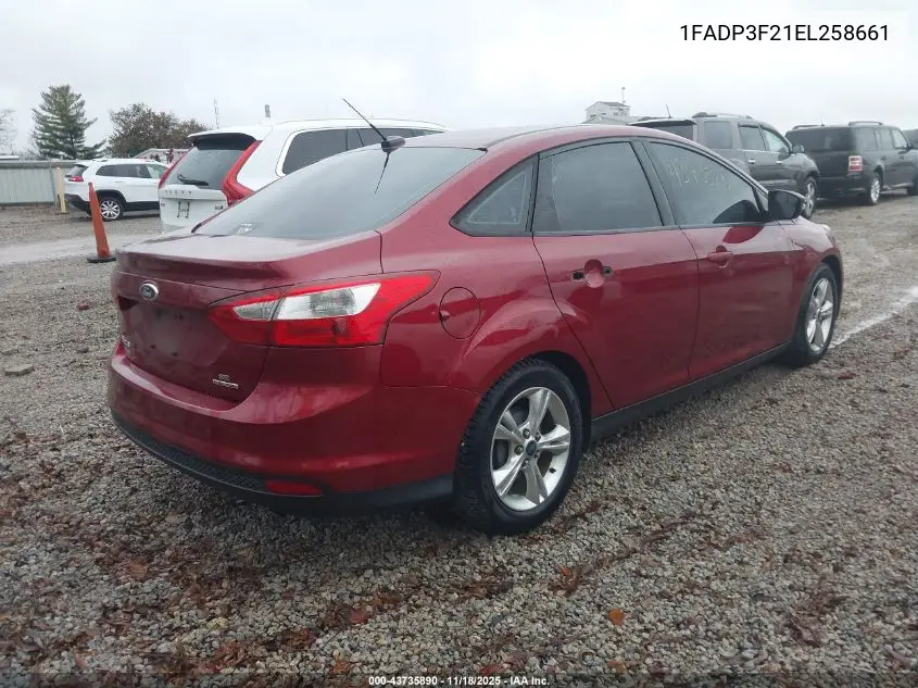 1FADP3F21EL258661 2014 Ford Focus Se