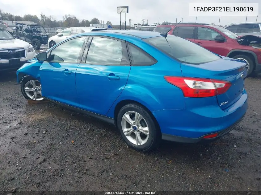 1FADP3F21EL190619 2014 Ford Focus Se