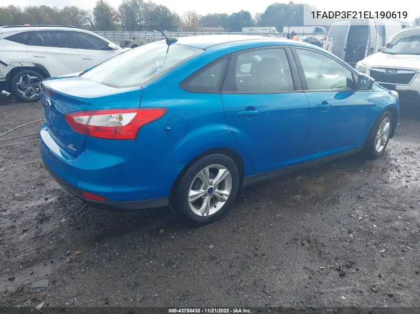 1FADP3F21EL190619 2014 Ford Focus Se