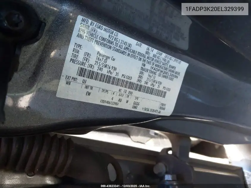 1FADP3K20EL329399 2014 Ford Focus Se