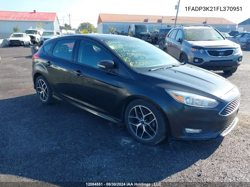 2015 Ford Focus Se VIN: 1FADP3K21FL370951 Lot: 12084551