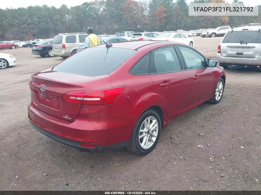 1FADP3F21FL321792 2015 Ford Focus Se