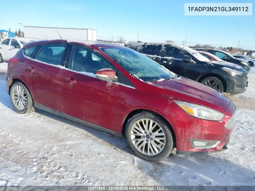 1FADP3N21GL349112 2016 Ford Focus Titanium