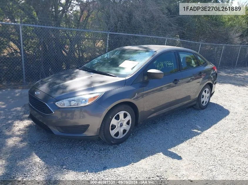 2016 Ford Focus S VIN: 1FADP3E27GL261889 Lot: 40387331