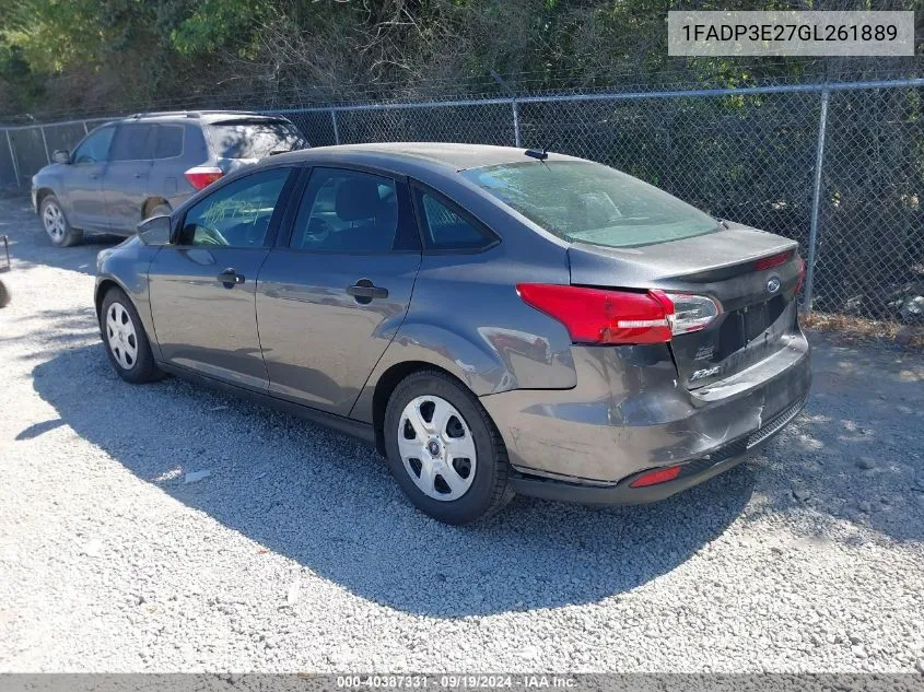 2016 Ford Focus S VIN: 1FADP3E27GL261889 Lot: 40387331