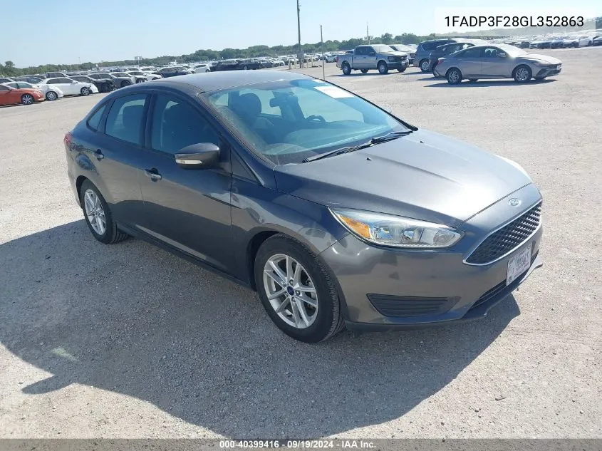 2016 Ford Focus Se VIN: 1FADP3F28GL352863 Lot: 40399416